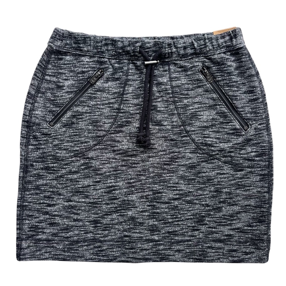 Hollister XS Gray Black Heather Knit Drawstring Zip Pocket Mini Skirt Grunge Y2K